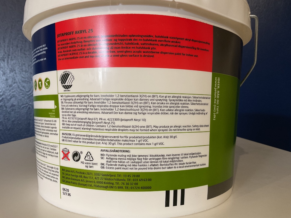 Hvid Jotun Akryl interiør glans 25 | 9 L - Billede 4
