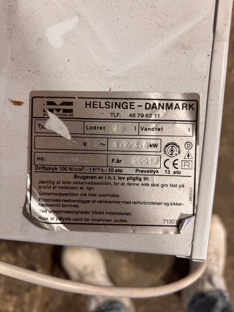 Metrotherm vandvarmer 30 liter på el - Billede 2
