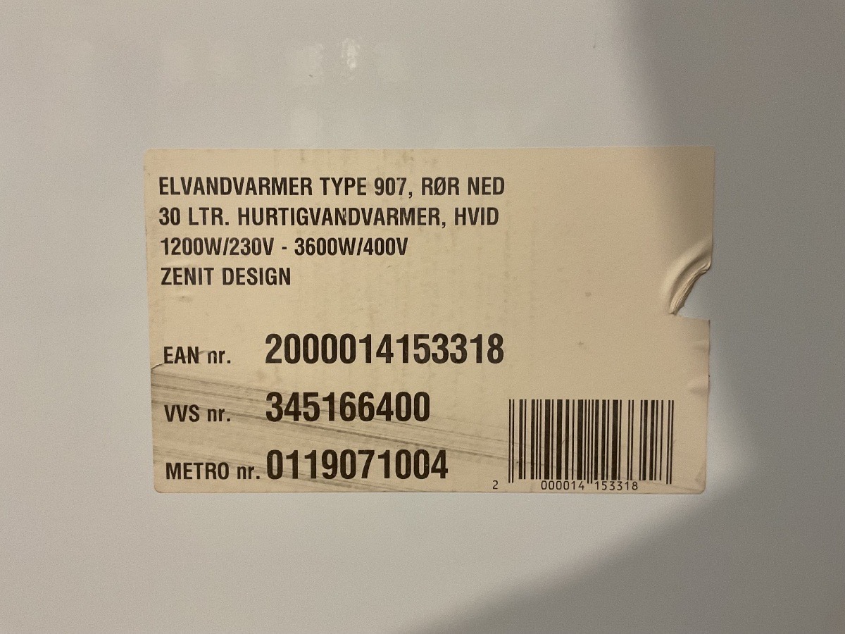 Metro Therm El-vandvarmer 30 liter, model 907 - Billede 4