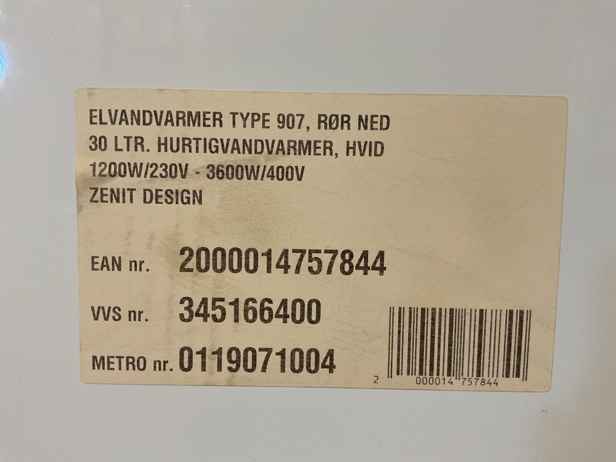 Metro Therm El-vandvarmer 30 liter, model 907 - Billede 4