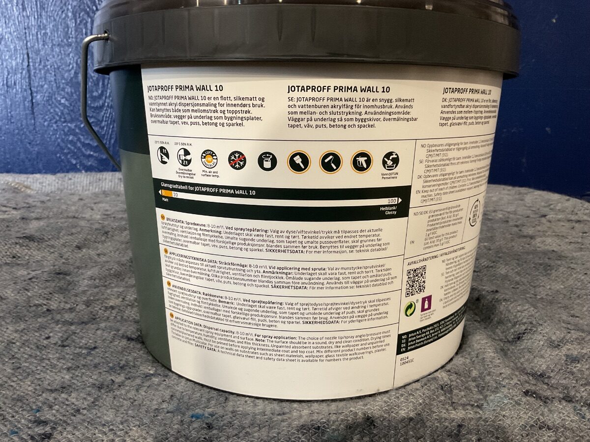 Lys råhvid Jotun jotaproff prima wall glans 10 | 9L - Billede 2