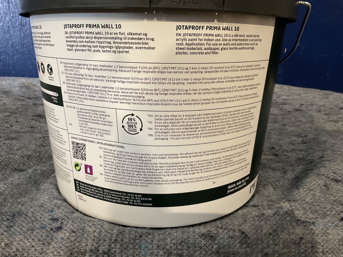 Lys råhvid Jotun jotaproff prima wall glans 10 | 9L - Billede 3