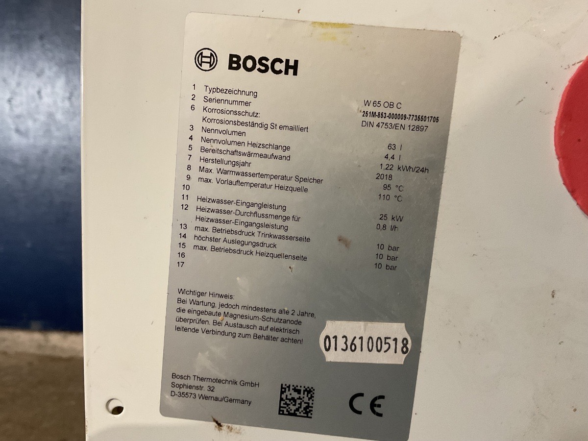 Bosch Gasfyr + Bosch Vandbeholder 60 Liter - Billede 5