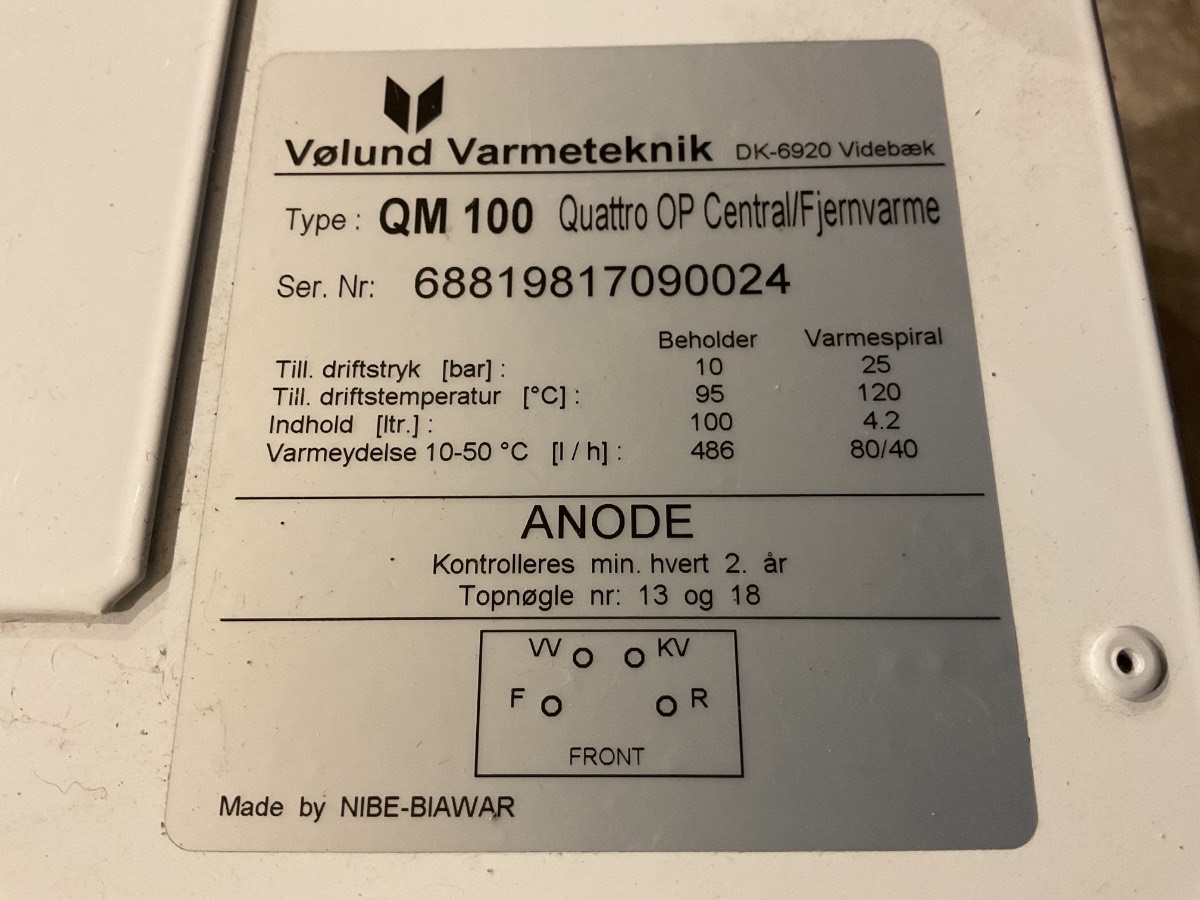 Vølund QM100 Quattro Varmtvandsbeholder | 100 L - Billede 3