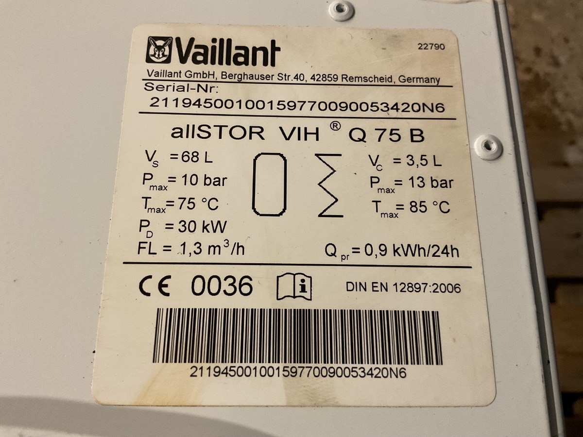 Vaillant Allstor VIH Q 75 B Varmtvandsbeholder | 70 Liter - Billede 3