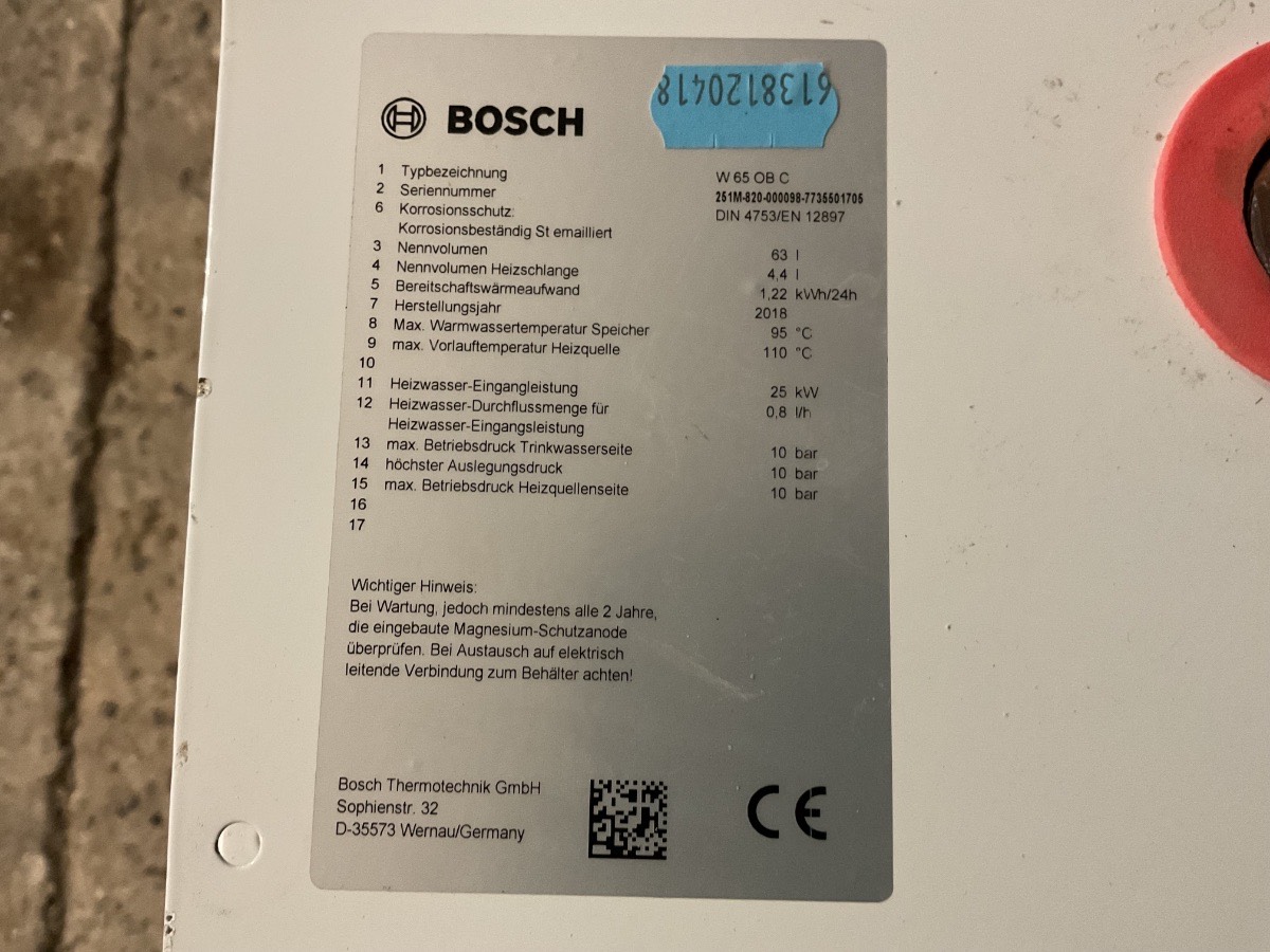 Bosch W 65 OB C Varmtvandsbeholder | 65 liter - Billede 4