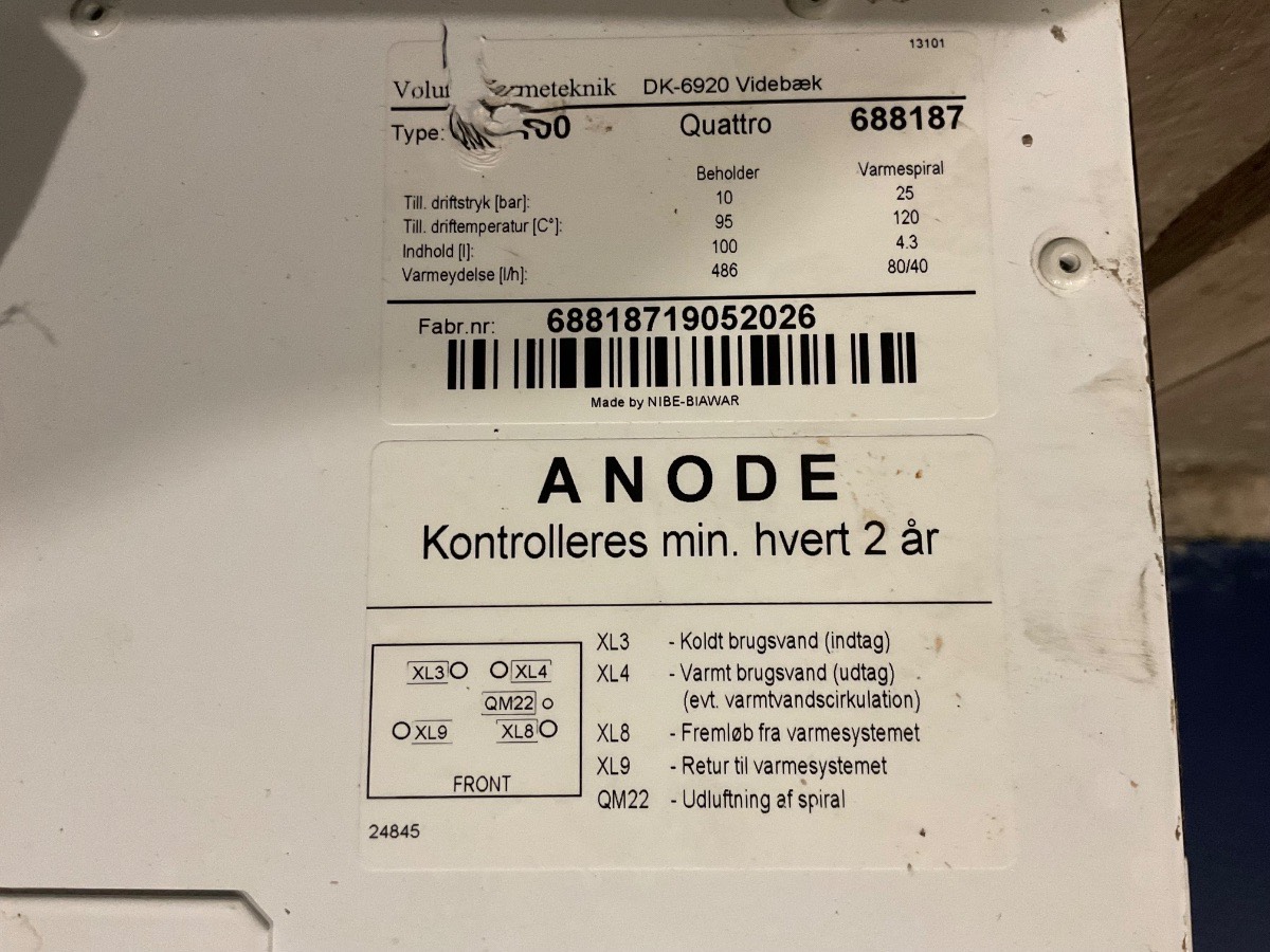 Vølund QM100 Quattro Varmtvandsbeholder | 100 L - Billede 4